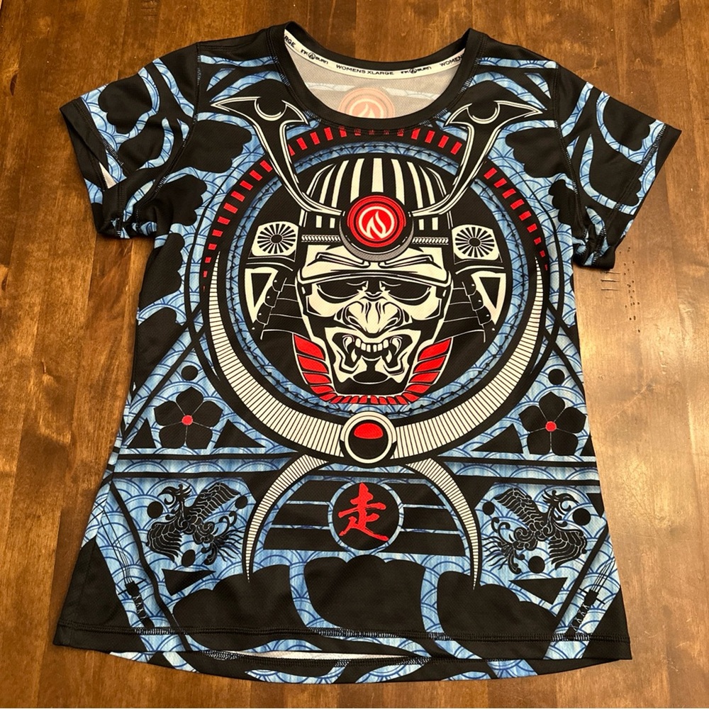 INKnBURN Women's XL Performance Wear Run or Die‎ Warrior Samurai T Shirt Tech